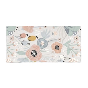 Pastel Floral Beach Towel