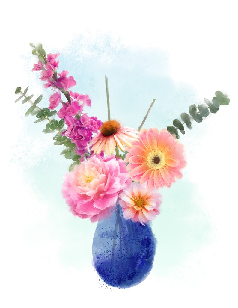 Vase of Watercolor Flowers for Two Handprint Craft Baby Toddler Gift