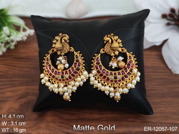 Buy Estele CZ Enchanting Leaf Design Pearls Chand Bali Earrings Online At  Best Price @ Tata CLiQ