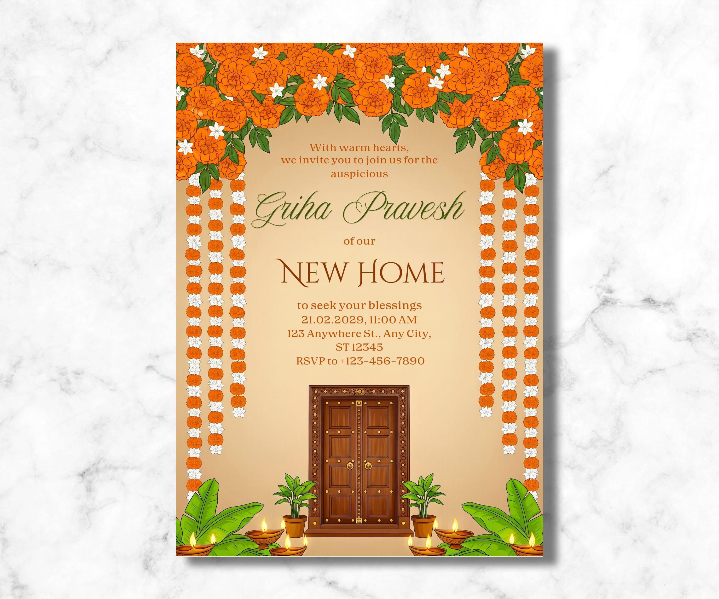 Griha Pravesh Invitation | House Warming Invitation | New Home Ceremony ...