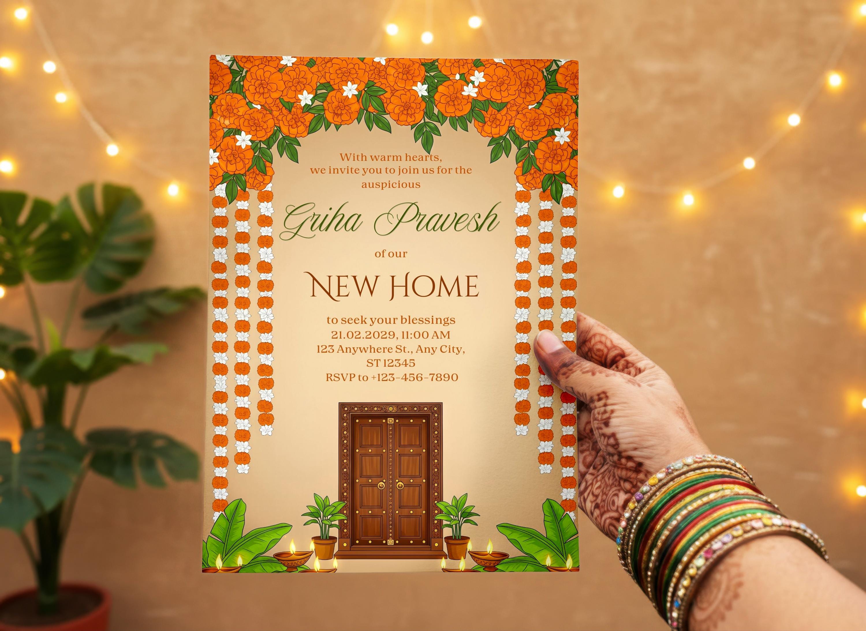Griha Pravesh Invitation | House Warming Invitation | New Home Ceremony ...