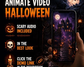 Scary Halloween Party Video Invitation, Animated Canva Template, Editable Digital Invite, Halloween Birthday Party