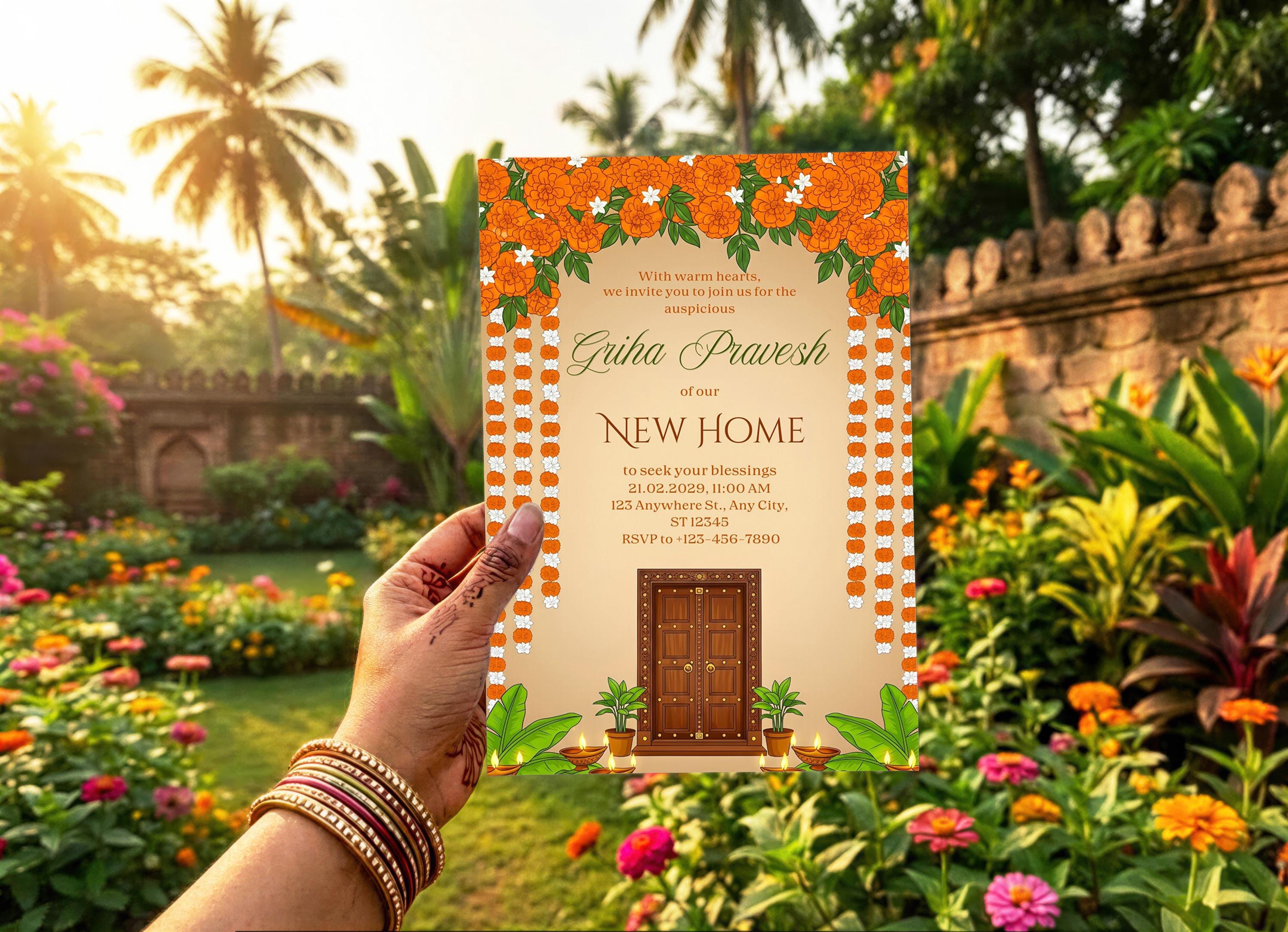 Griha Pravesh Invitation | House Warming Invitation | New Home Ceremony ...