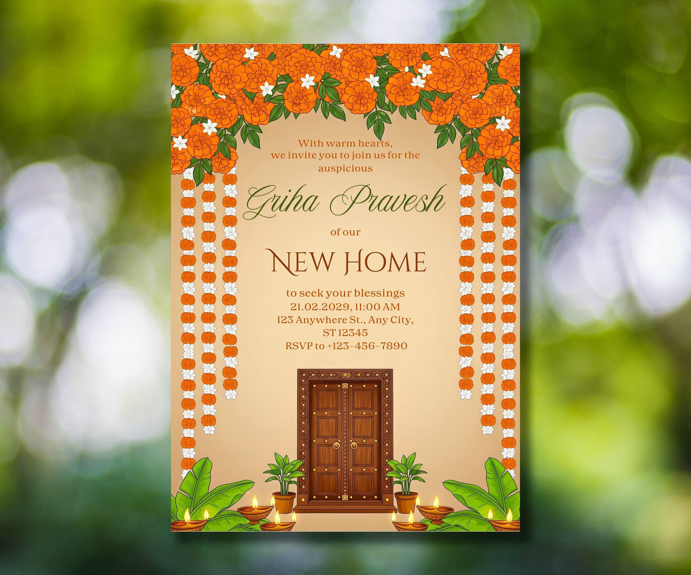 Griha Pravesh Invitation | House Warming Invitation | New Home Ceremony ...