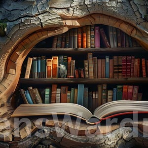 Bookshelf Library PNG file for Mug