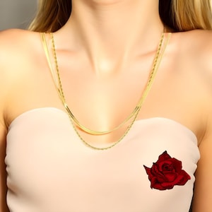 Layered Necklace Set, Herringbone Necklace, Layered Snake Chain, Gold Chain Necklace, Modern Elegance, Dainty Necklace, Gift for her, Luxury