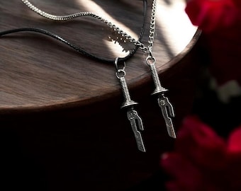 JJK inspierte Schwert Armband und Halskette, Kette mit Schwert Anhänger, Geschenk für Anime Fans, Schmuck für ihn, Minimalistische Halskette