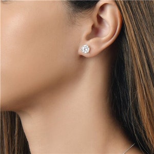 0.50 - 4 CTW Certified Lab Grown Diamond Earrings in 14K White Gold | 3 Prong Diamond Studs | With Screw Back Findings