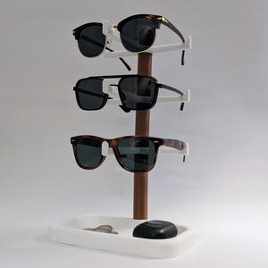 Stackable Sunglasses Stand with Valet Tray – Modular Glasses Holder – Desk Organizer – Harris Labs