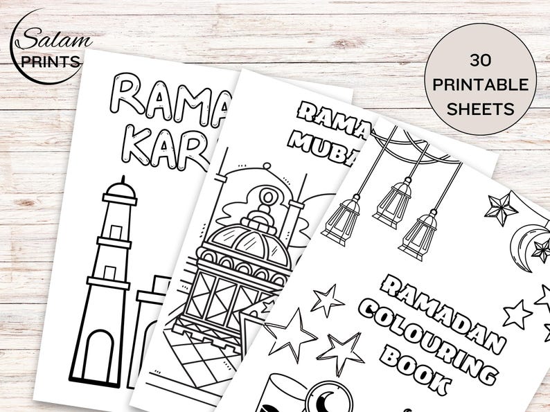 Printable Ramadan Coloring Book for Muslim Kids – Digital Islamic Activity Book featuring mosques, crescent moons, lanterns, Quran, duas, iftar, and Eid celebrations. Perfect for Ramadan homeschool, Sunday school, and Islamic learning, this fun and educational Ramadan activity book nurtures creativity while teaching kids about fasting, prayer, and gratitude. Instantly download, print, and enjoy meaningful Ramadan crafts for toddlers, preschoolers, and young children