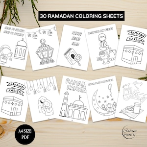 Printable Ramadan Coloring Book for Muslim Kids – Digital Islamic Activity Book featuring mosques, crescent moons, lanterns, Quran, duas, iftar, and Eid celebrations. Perfect for Ramadan homeschool, Sunday school, and Islamic learning, this fun and educational Ramadan activity book nurtures creativity while teaching kids about fasting, prayer, and gratitude. Instantly download, print, and enjoy meaningful Ramadan crafts for toddlers, preschoolers, and young children
