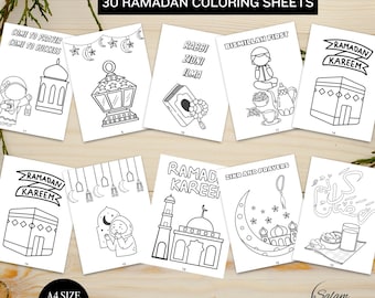 30 Printable Ramadan Activity sheets for Kids |Eid Mubarak DIY Coloring pages| Islamic Coloring Page Gift for Muslim kids |Digital Download