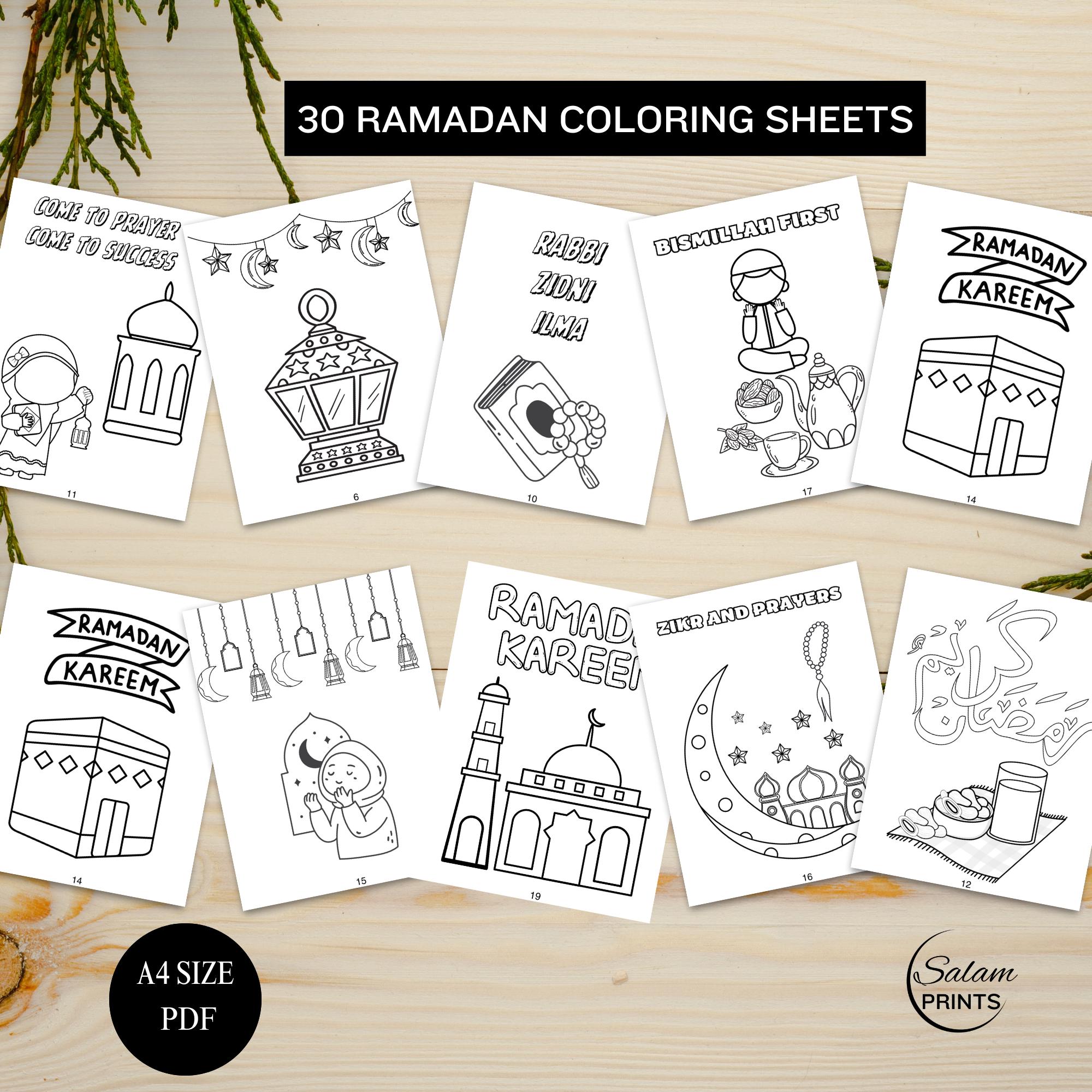 30 Printable Ramadan Activity sheets for Kids Eid Mubarak DIY…