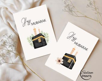 Set of 6 Hajj Mubarak Printable Cards, Hajj Mabroor DIY Islamic Greeting Card Gift Tags,A6,5x7,6x4, Islamic Gift for Hajji,Digital Download