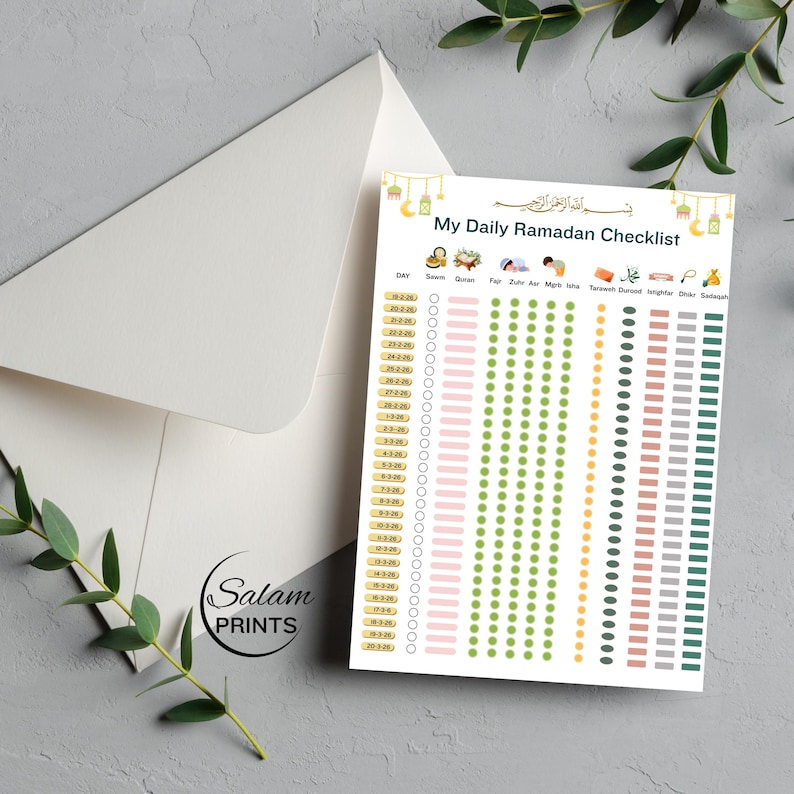 Ramadan Planner 2026 Calendar Printable PDF | Daily Ramadan Checklist ...