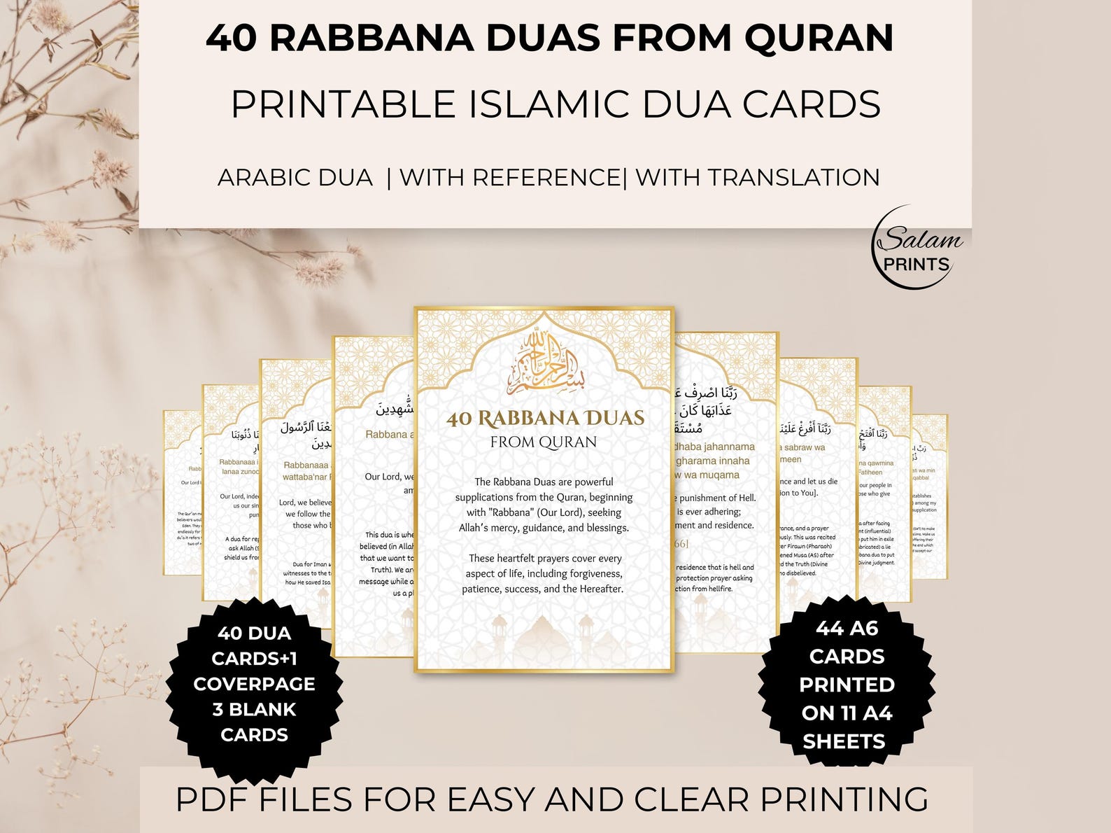 40 Rabbana Duas From Quran,islamic Dua Cards, Printable Islamic ...