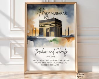 Personalized Hajj Mubarak Gift for Muslim Pilgrims Custom Hajj Printable kaaba cards Muslim Gift  Islamic Gift for Hajjis Digital Download