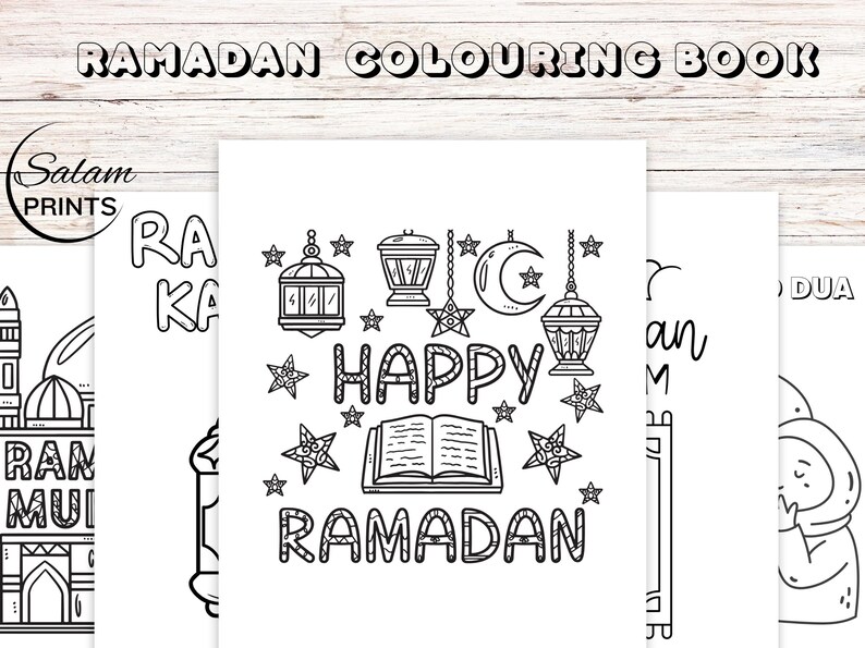 Printable Ramadan Coloring Book for Muslim Kids – Digital Islamic Activity Book featuring mosques, crescent moons, lanterns, Quran, duas, iftar, and Eid celebrations. Perfect for Ramadan homeschool, Sunday school, and Islamic learning, this fun and educational Ramadan activity book nurtures creativity while teaching kids about fasting, prayer, and gratitude. Instantly download, print, and enjoy meaningful Ramadan crafts for toddlers, preschoolers, and young children