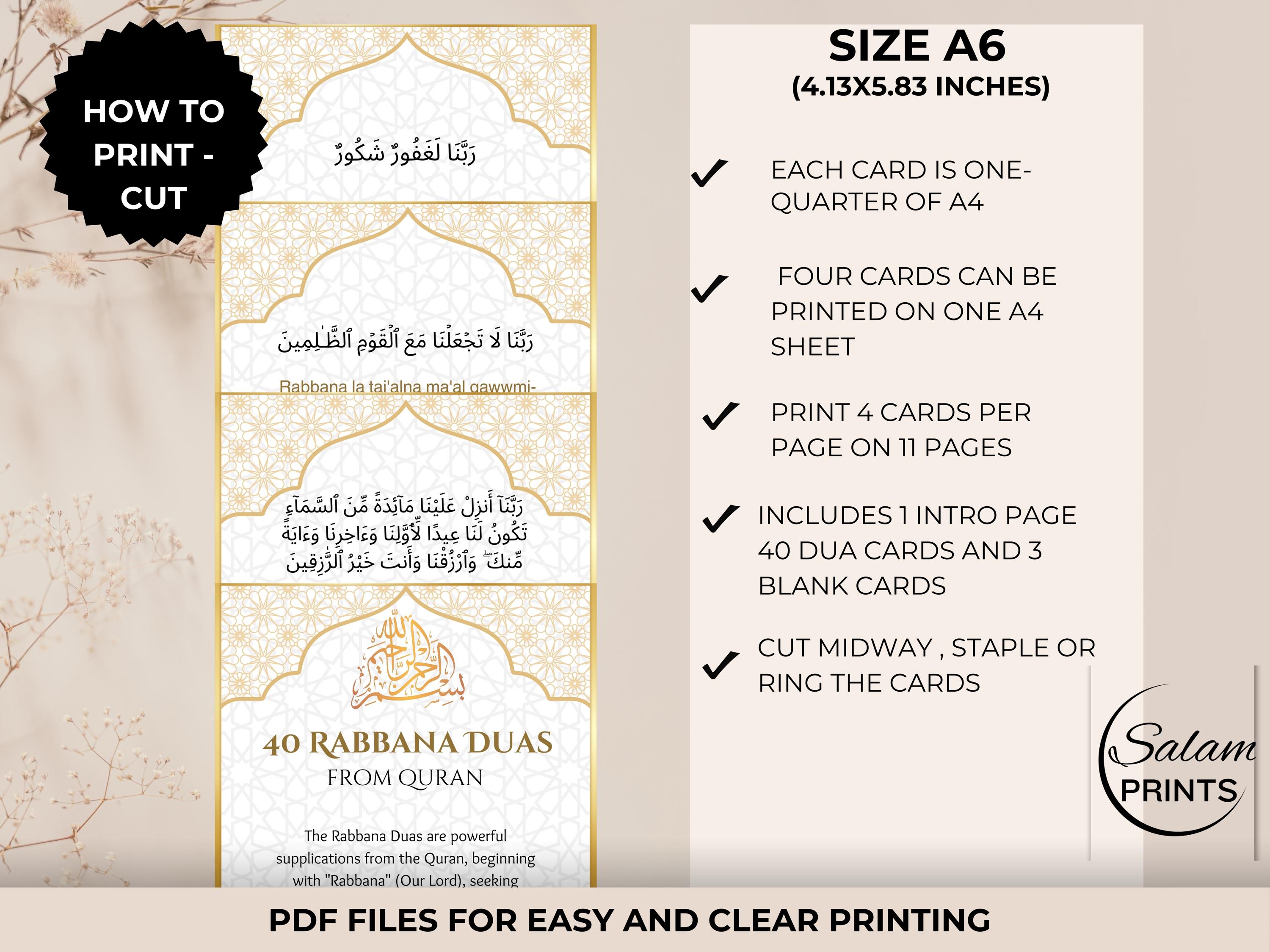 40 Rabbana Duas From Quran,islamic Dua Cards, Printable Islamic ...