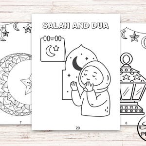 Printable Ramadan Coloring Book for Muslim Kids – Digital Islamic Activity Book featuring mosques, crescent moons, lanterns, Quran, duas, iftar, and Eid celebrations. Perfect for Ramadan homeschool, Sunday school, and Islamic learning, this fun and educational Ramadan activity book nurtures creativity while teaching kids about fasting, prayer, and gratitude. Instantly download, print, and enjoy meaningful Ramadan crafts for toddlers, preschoolers, and young children