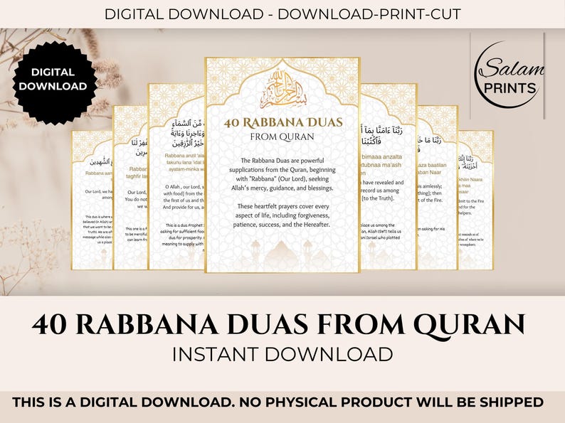 40 Rabbana Duas From Quran,islamic Dua Cards, Printable Islamic ...