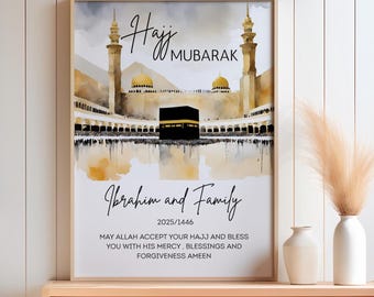 Personalized Hajj Mubarak Gift for Muslim Pilgrims Custom Hajj Printable kaaba cards Muslim Gift  Islamic Gift for Hajjis Digital Download