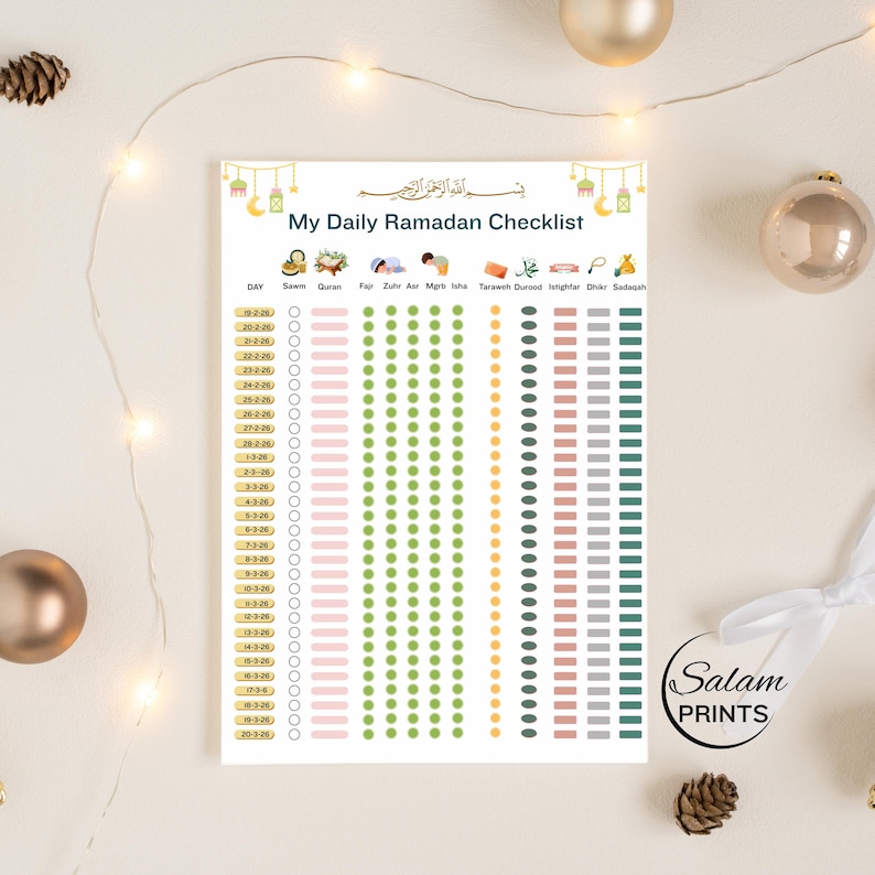 Ramadan Planner 2026 Calendar Printable PDF | Daily Ramadan Checklist ...
