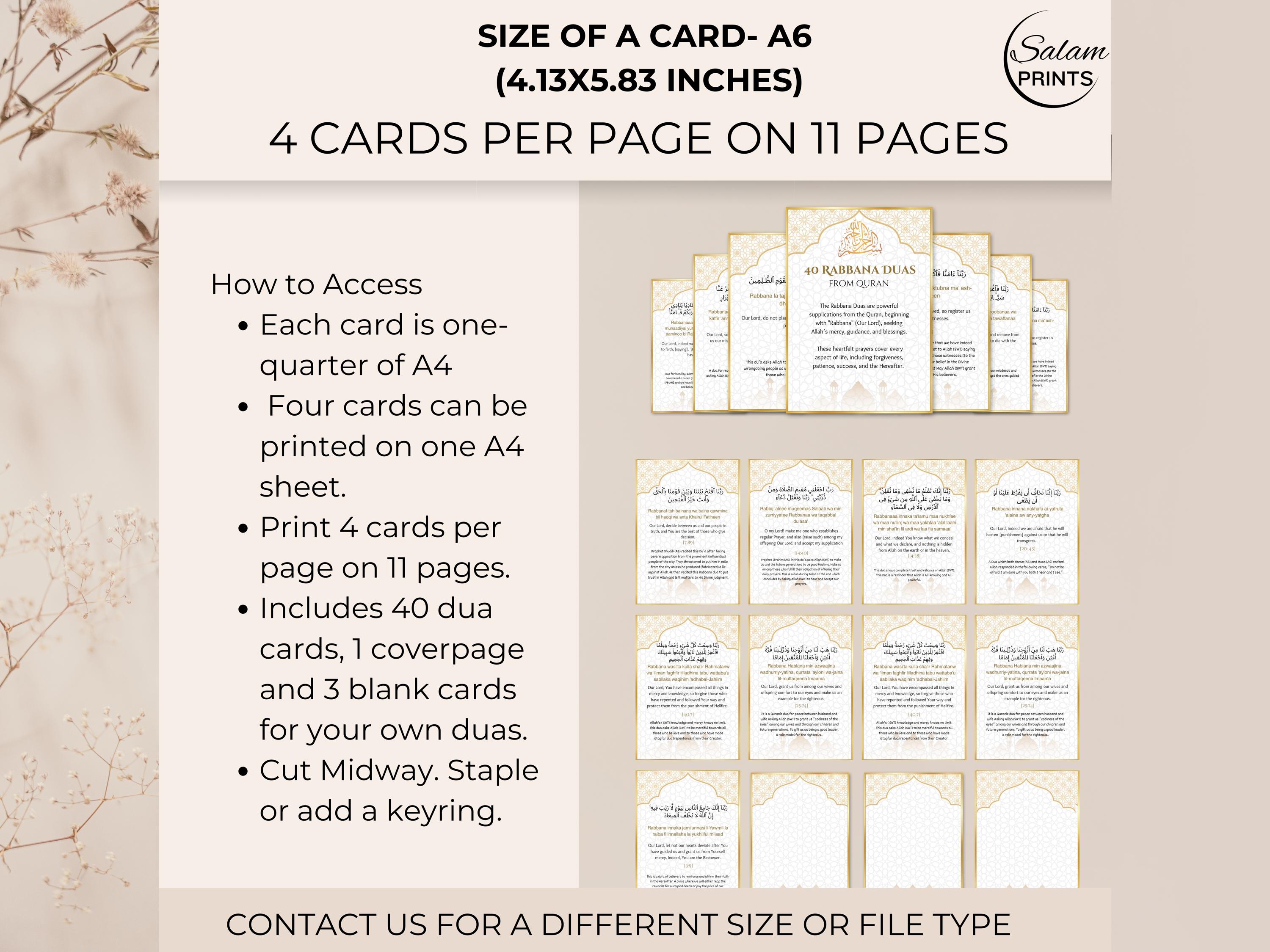 40 Rabbana Duas From Quran,islamic Dua Cards, Printable Islamic ...