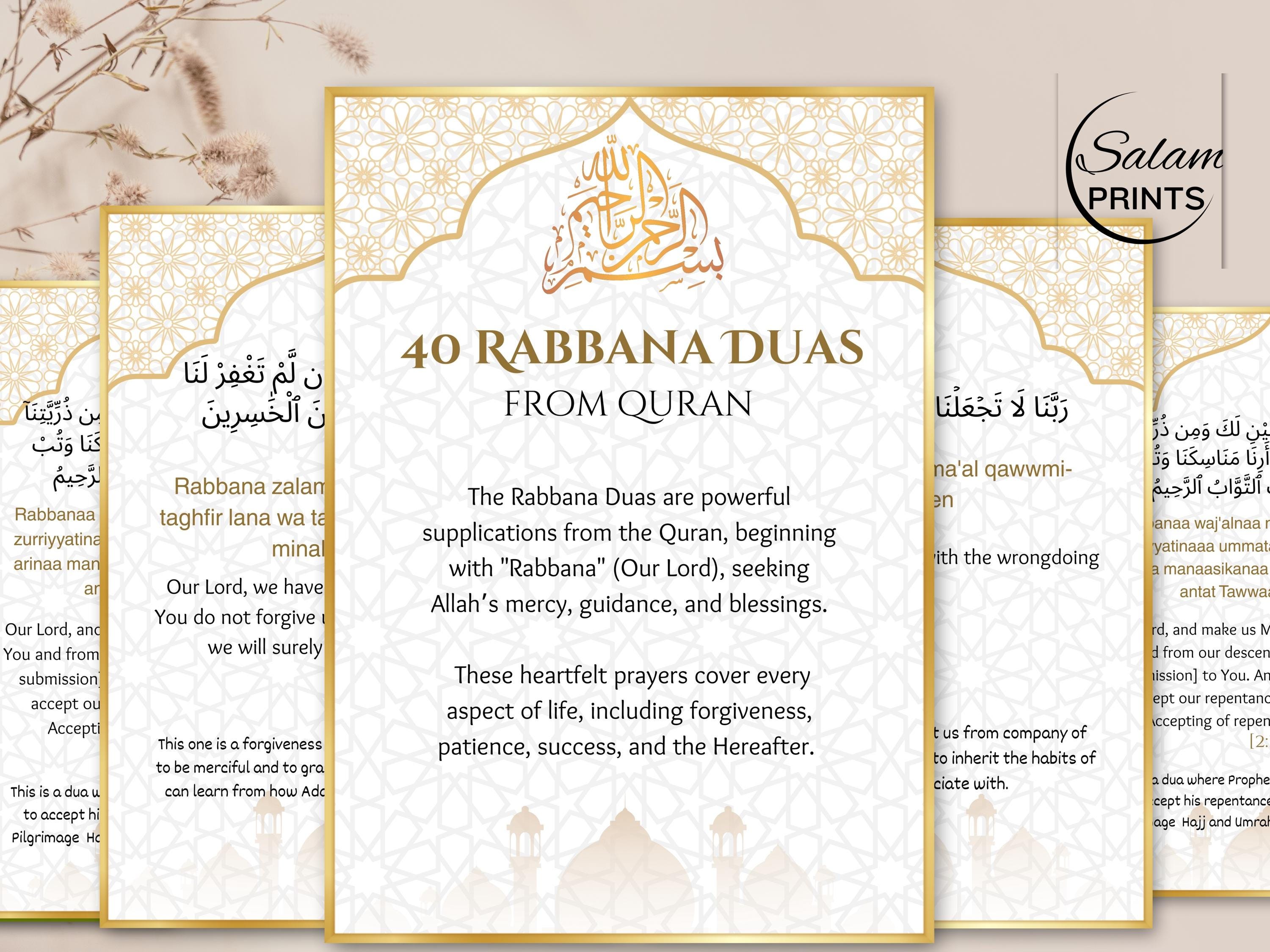 40 Rabbana Duas From Quran,islamic Dua Cards, Printable Islamic ...