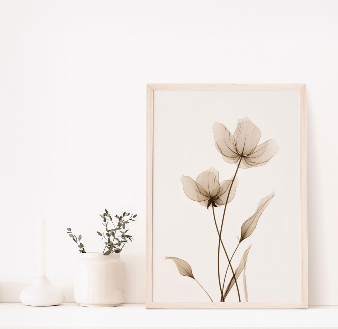 Wall Print Line Art Flower Sketch Wall Print Boho Aesthetic Etsy