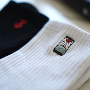 Anime Embroidered Socks | Best Anime Gifts for Him and Her | Akatsuki Cloud, Brand of Sacrifice, Hanafuda, JJK Gojo, Bleach, Heart Pirates