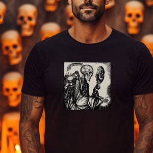 Grim Reaper Scythe Polyester Skull T-shirt