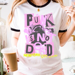 New York Punk Scene Punk Is Not Dead ringer t-shirt, punk shirt women, Punk shirt, rock , punk aesthetic, punk rock band, NYC, 1970s Vintage