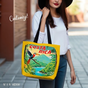 Personalized Costa Rica Tote Bag, Arenal Tropical, Pura Vida, Bride Squad, Costa Rica Bag, Jungle Zip Line, Tropical Toucan, Travel Poster