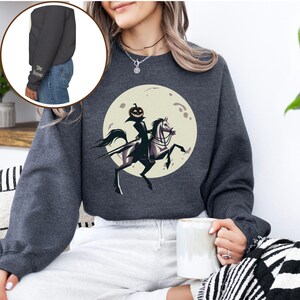 Headless Horseman Sweatshirt, Legend of Sleepy Hollow, Travel Poster, Headless Horseman, Mid-Century Modern Halloween, Pumpkin Face Shirt