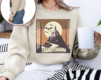 Visit Transylvania-sweater, reisposters geïnspireerd, Dracula-posterkunst, Dracula-shirt, Cottagecore Dark Academia, Vampire Bat, Roemenië