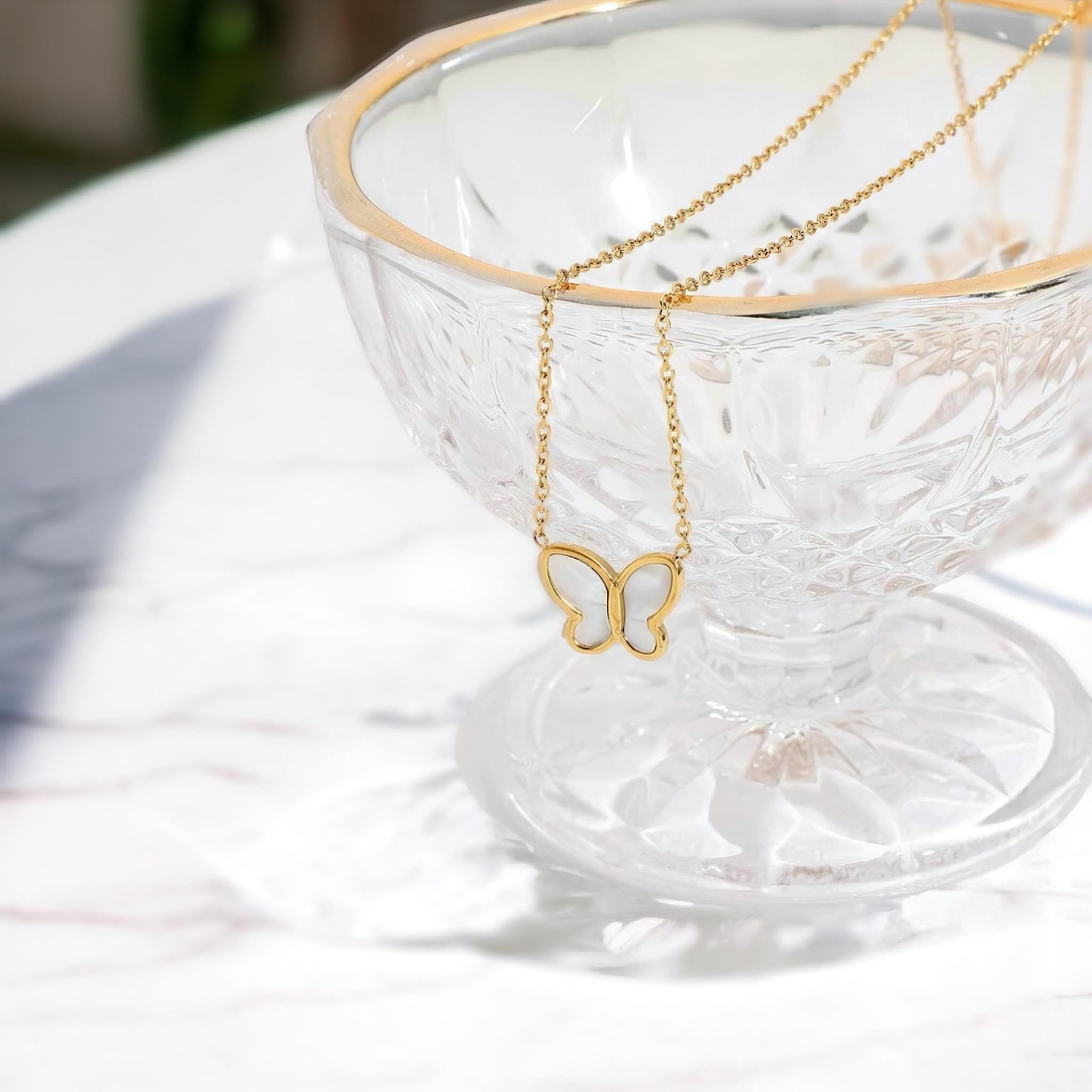 Flutter & Shine Butterfly Pendant Necklace in Gold