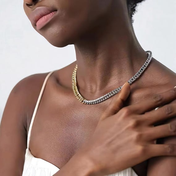 Half gold half silver chain sale