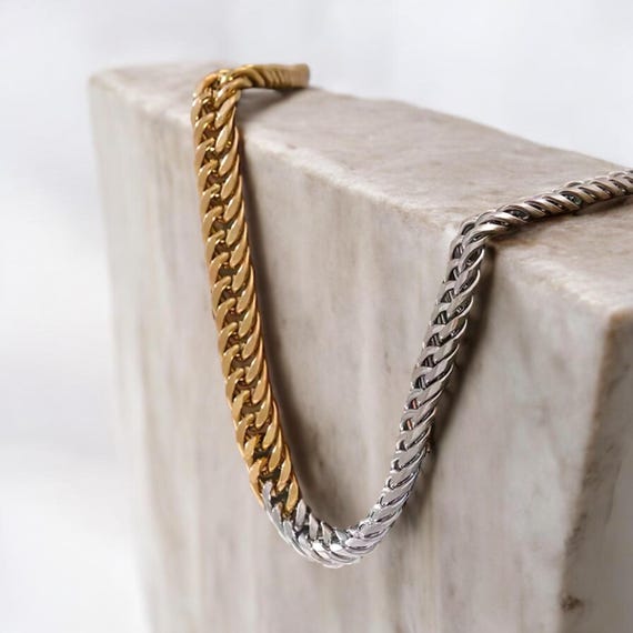 Half gold half silver chain sale