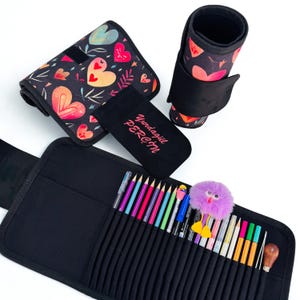 Personalized Pencil Roll Case, Handmade Fabric Artist Brush Pen Tool Holder, Art Organiser Case