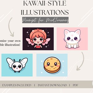 MidJourney Prompt for Cute Kawaii Illustrations, Kawaii Art Generator, Best MidJourney Art Prompt, Personalized Kawaii Artwork Creator