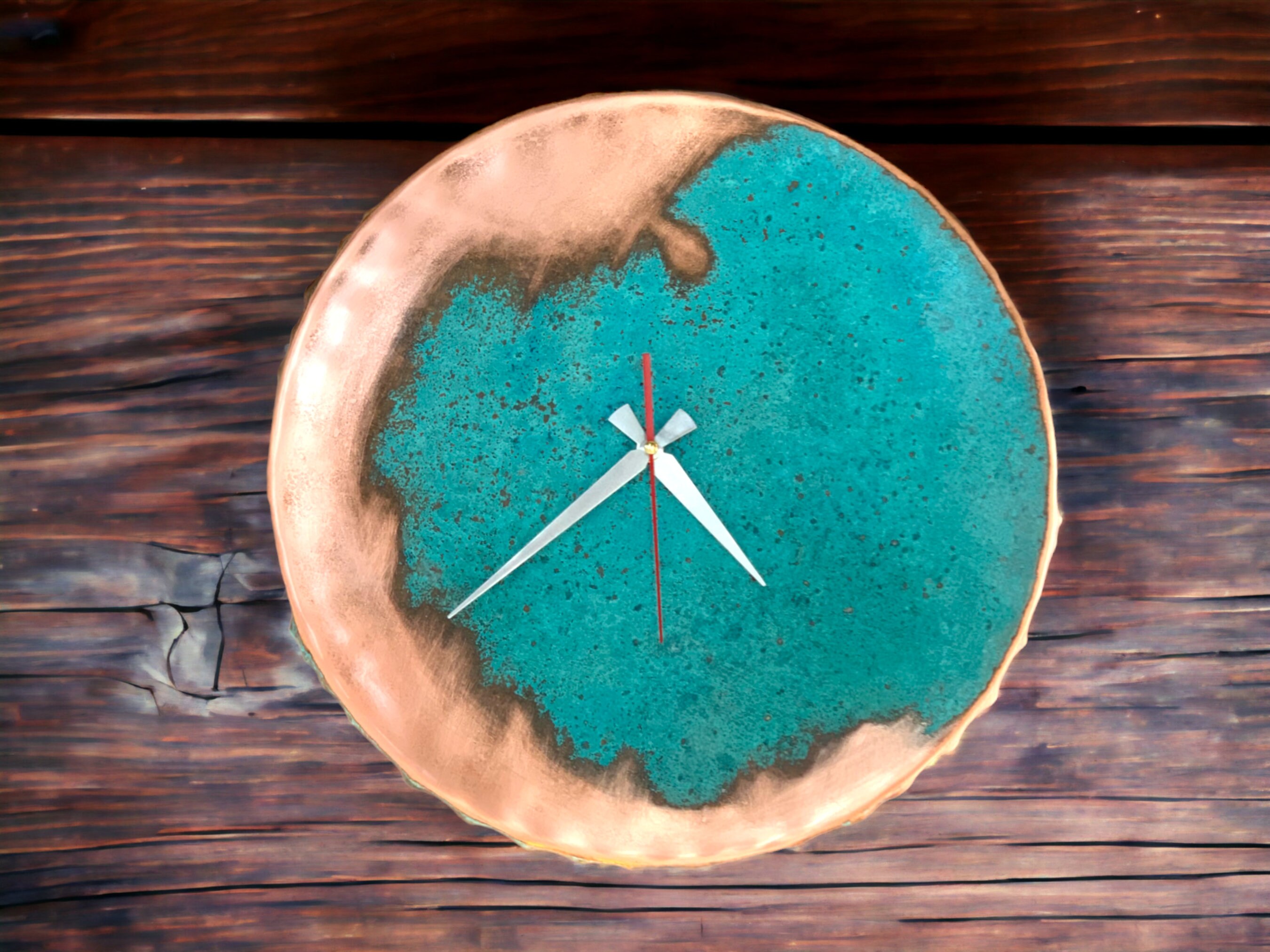 Handmade Minimalist Copper Wall Clock Unique Modern Metal Etsy
