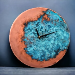 Handmade Minimalist Copper Wall Clock, Unique Modern Metal Wall Clock for Farmhouse, Copper Wall Art, Rustic Industrial Wall Clock