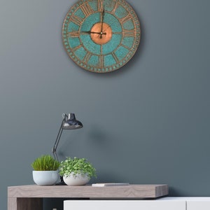 Copper Wall Clock, Wall Clock With Numbers, Unique Handmade Clock, Rustic Decor, Gift for Him, Wall Clock Unique, Wall Clock, Large Clock imagem 4