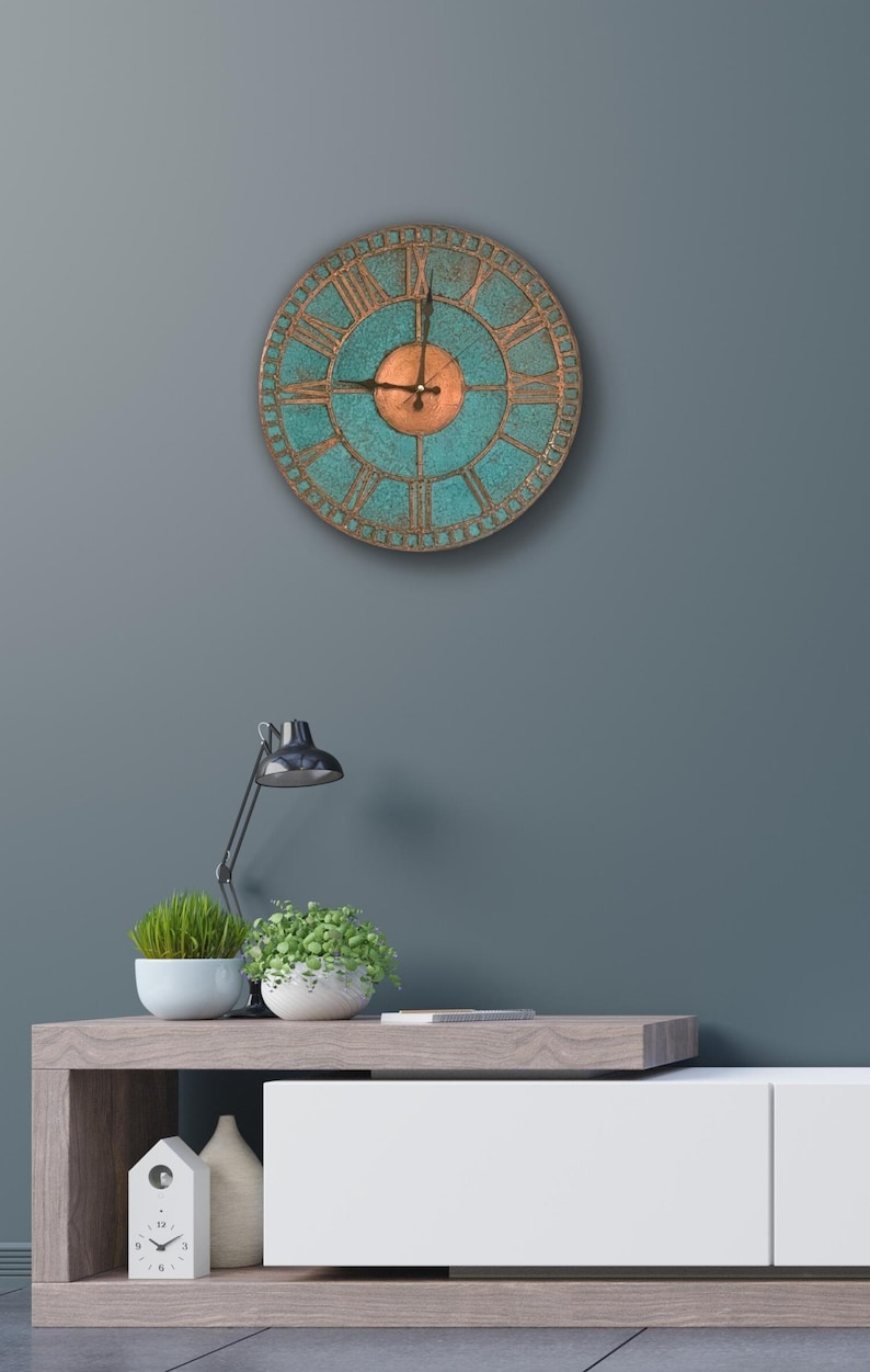 Copper Wall Clock, Wall Clock With Numbers, Unique Handmade Clock, Rustic Decor, Gift for Him, Wall Clock Unique, Wall Clock, Large Clock zdjęcie 4