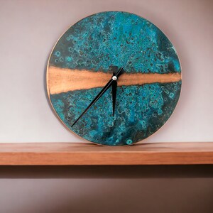 Farmhouse Copper Clock Patina Wall Clock Art Rustic Wall Decor Gift for Her l Copper Wall Clock image 2