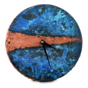 Farmhouse Copper Clock Patina Wall Clock Art Rustic Wall Decor Gift for Her l Copper Wall Clock With Clock Points