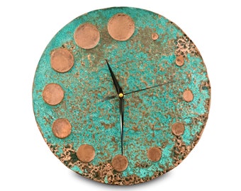 Wall Clock-Wall Clocks Vintage-Copper Wall Clock-Big Wall Clock-Large Wall Clock-Wall Clock Unique-Wall Clock Kitchen-Copper Wall Art