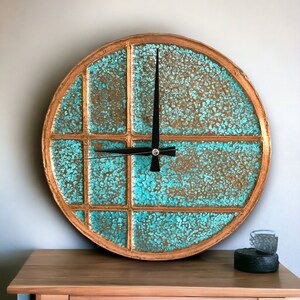 Wall Clock-Copper Wall Clock-Retro Wall Clock-Large Wall Clock-Wall Clock Unique-Wall Clock Kitchen-Copper Patina-Copper Clock
