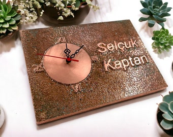 Patina Old Copper-Rectangle Copper Wall Clock-Customizable Clock-Personalized Copper-Personalized Clock-Copper Wall Clock